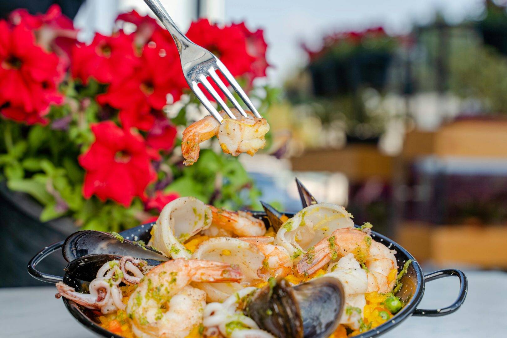 image of shrimp on a shrimp from a bowl of paella